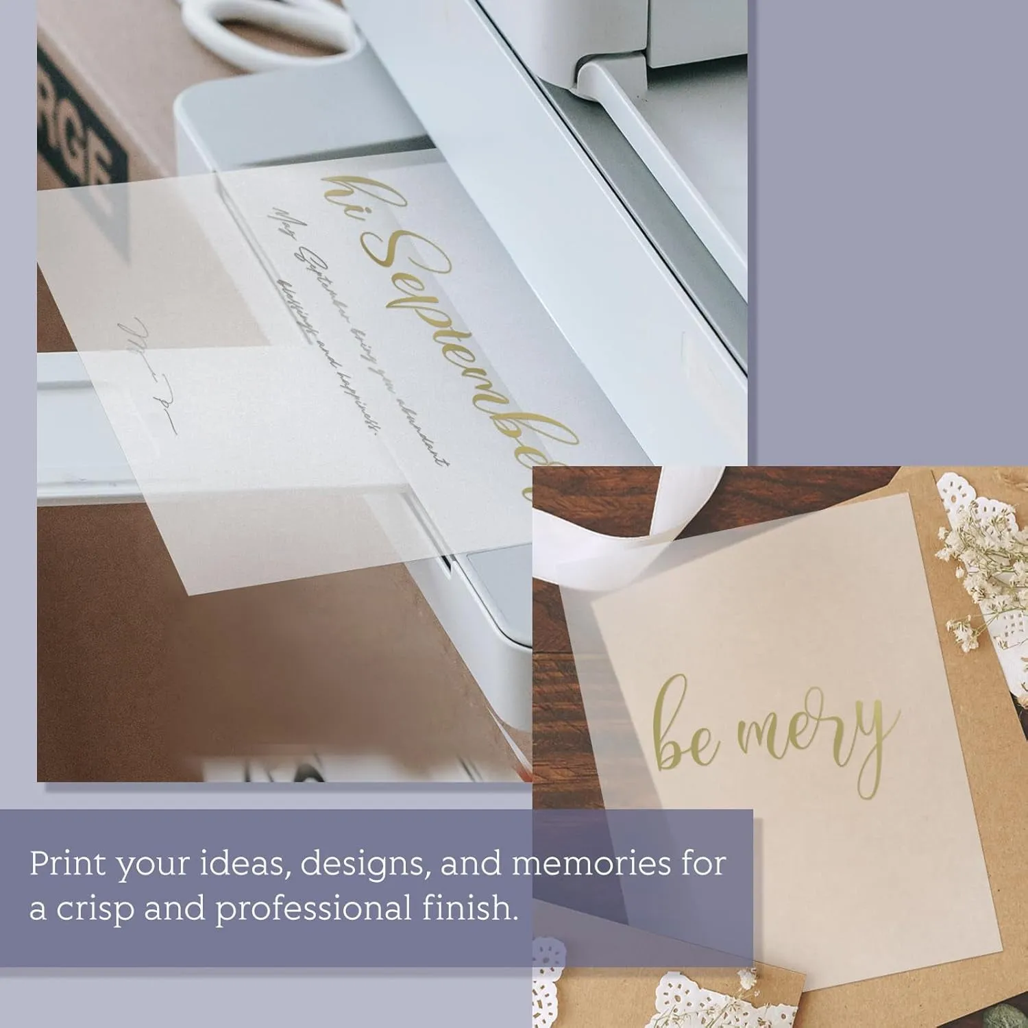 8.5X11 Tracing Paper for Drawing- 100 Sheets Vellum Paper 8.5 X 11 Translucent Printable for Card Overlays, Invitations, Belly Bands