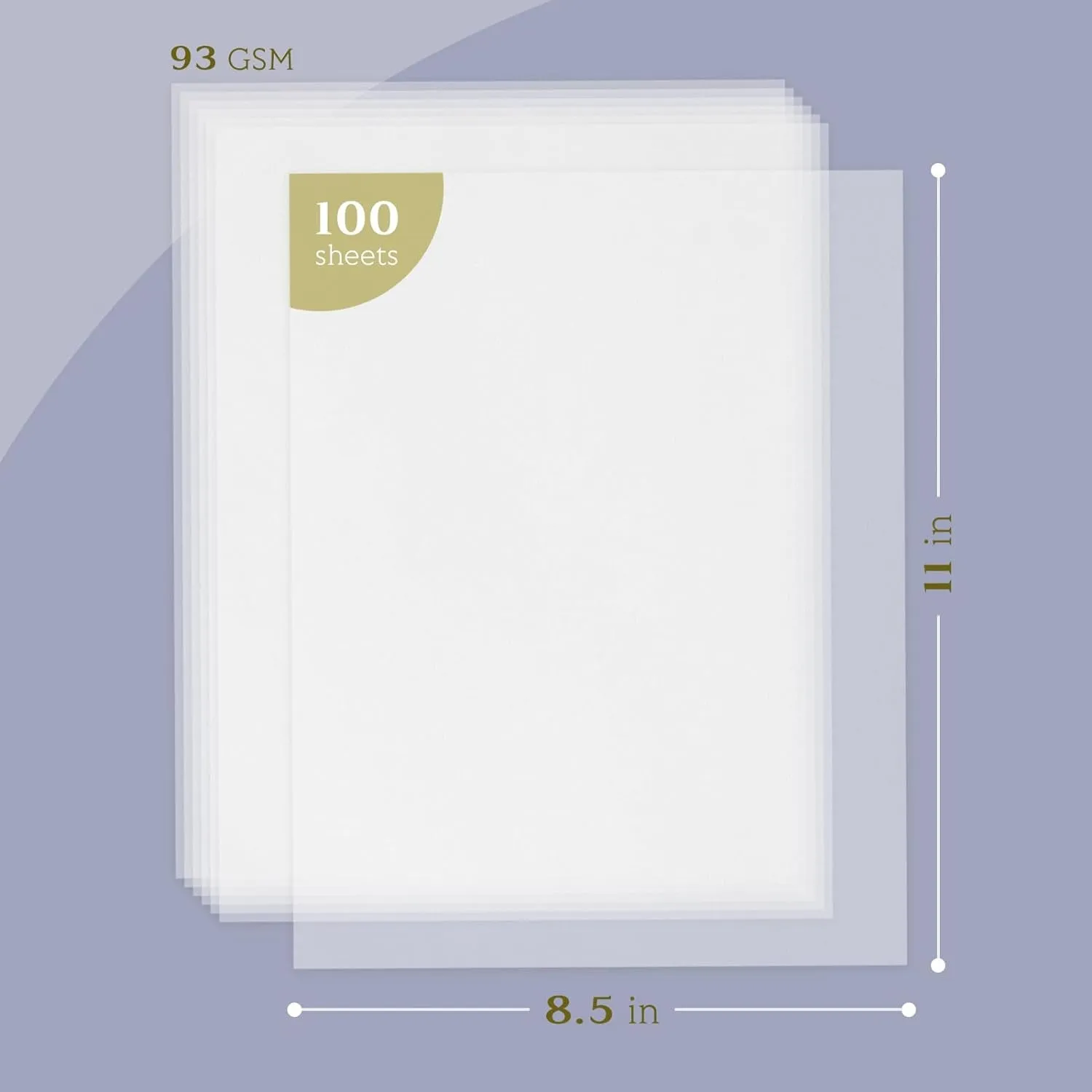 8.5X11 Tracing Paper for Drawing- 100 Sheets Vellum Paper 8.5 X 11 Translucent Printable for Card Overlays, Invitations, Belly Bands