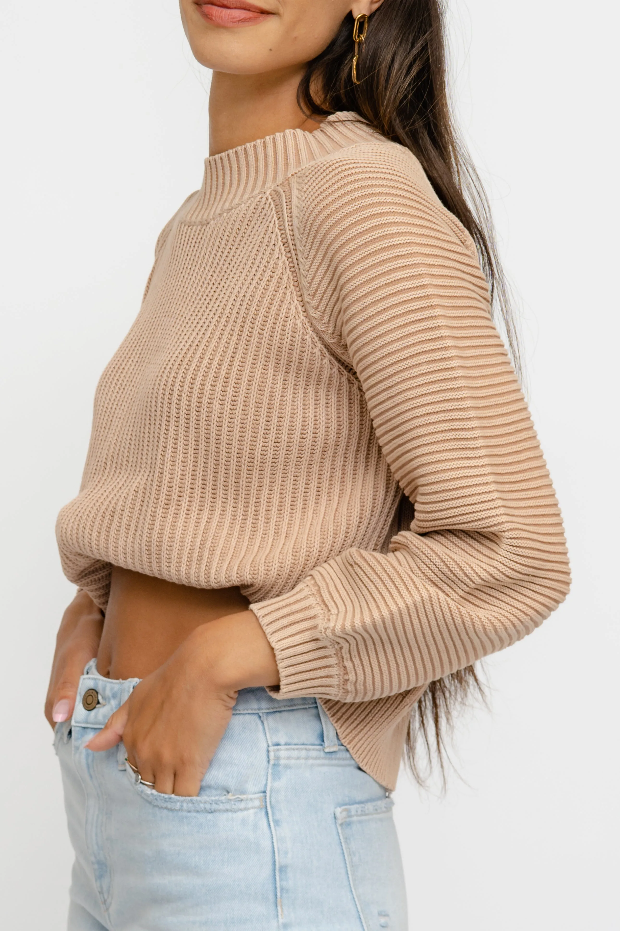 Anytime, Anywhere Sweater | Mock Neck Balloon Sleeve