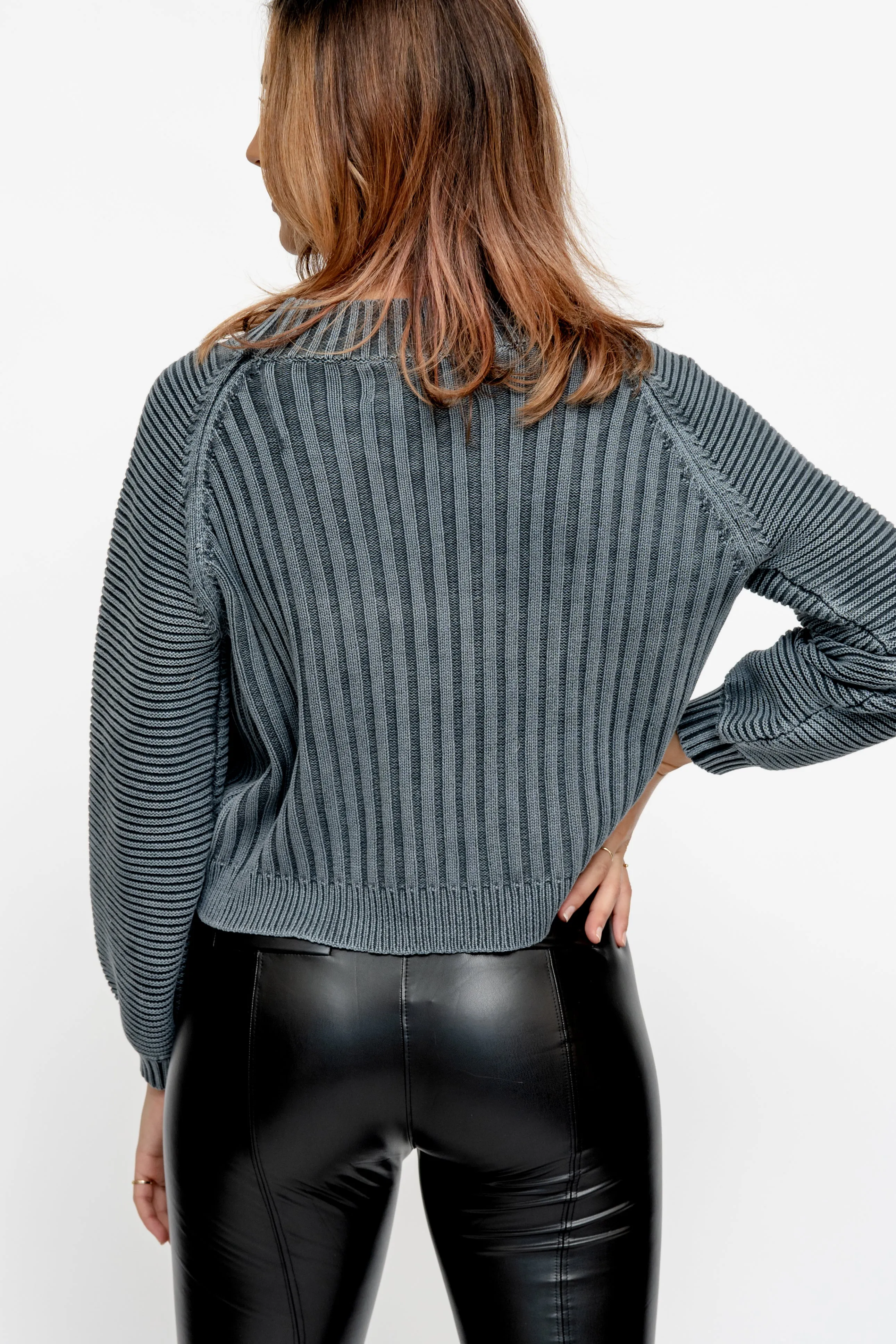 Anytime, Anywhere Sweater | Mock Neck Balloon Sleeve