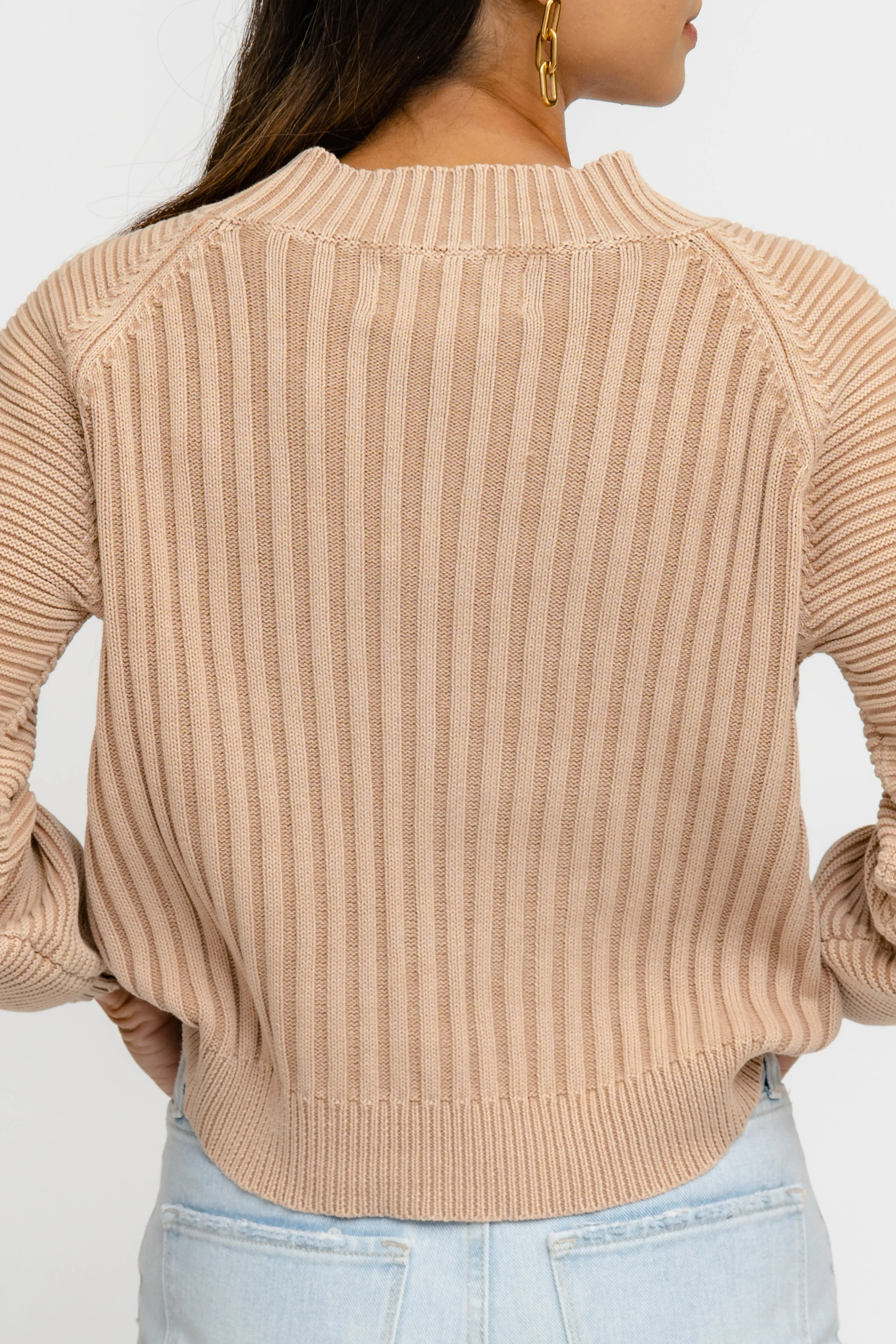 Anytime, Anywhere Sweater | Mock Neck Balloon Sleeve