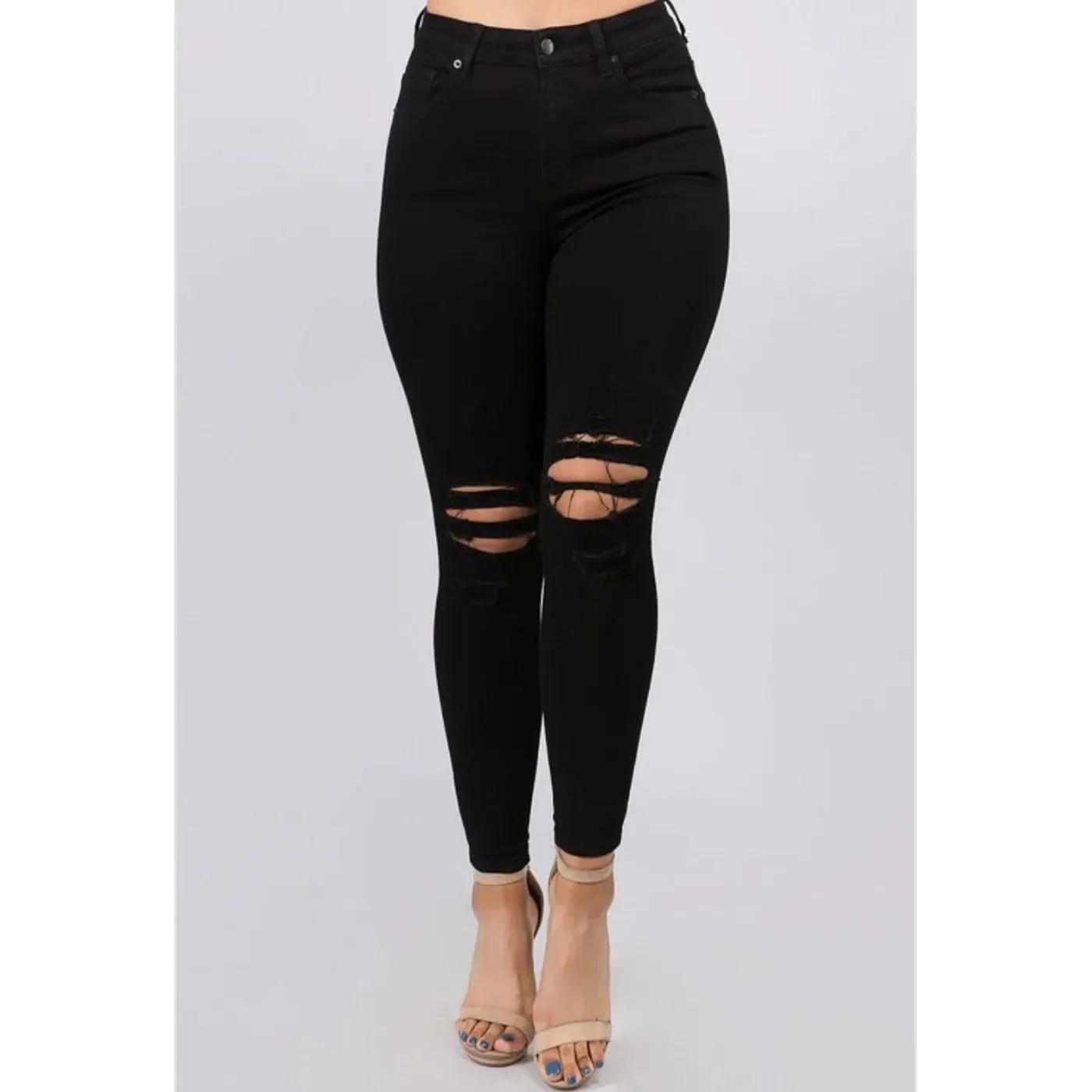 Black Skinny Ripped Jeans