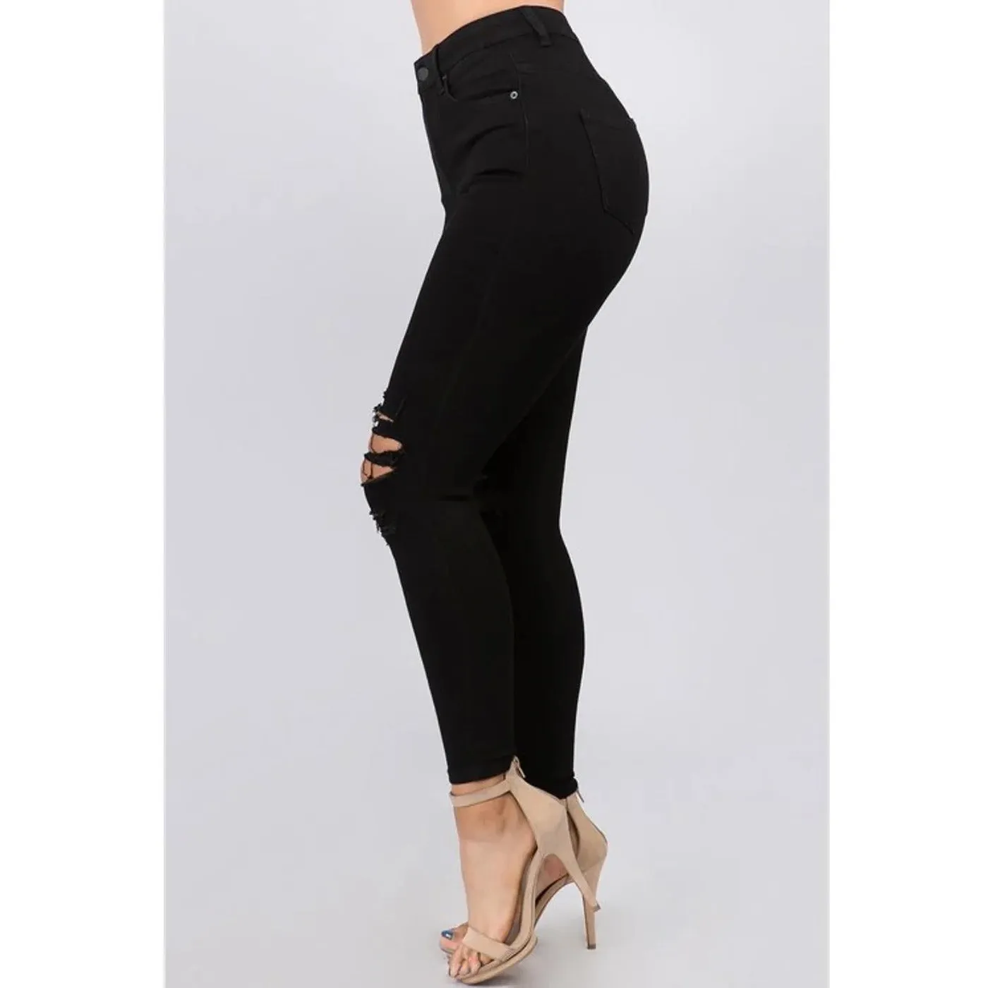 Black Skinny Ripped Jeans