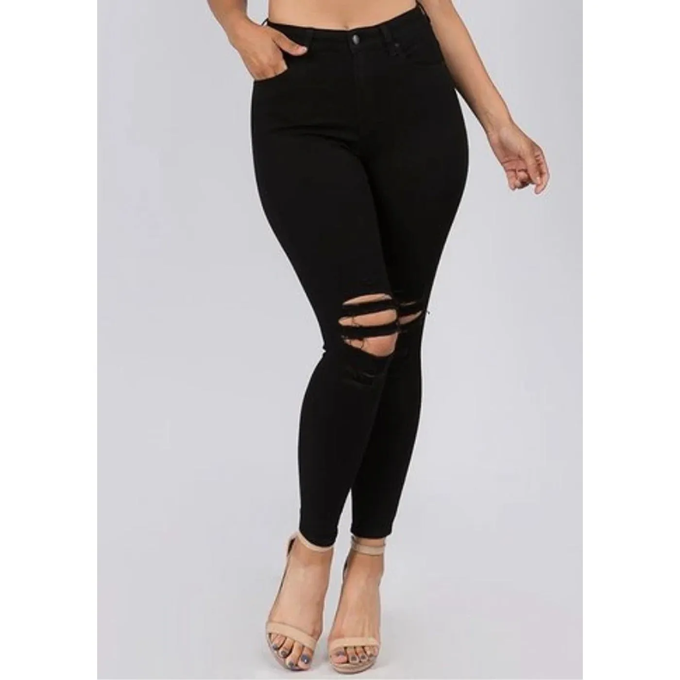 Black Skinny Ripped Jeans