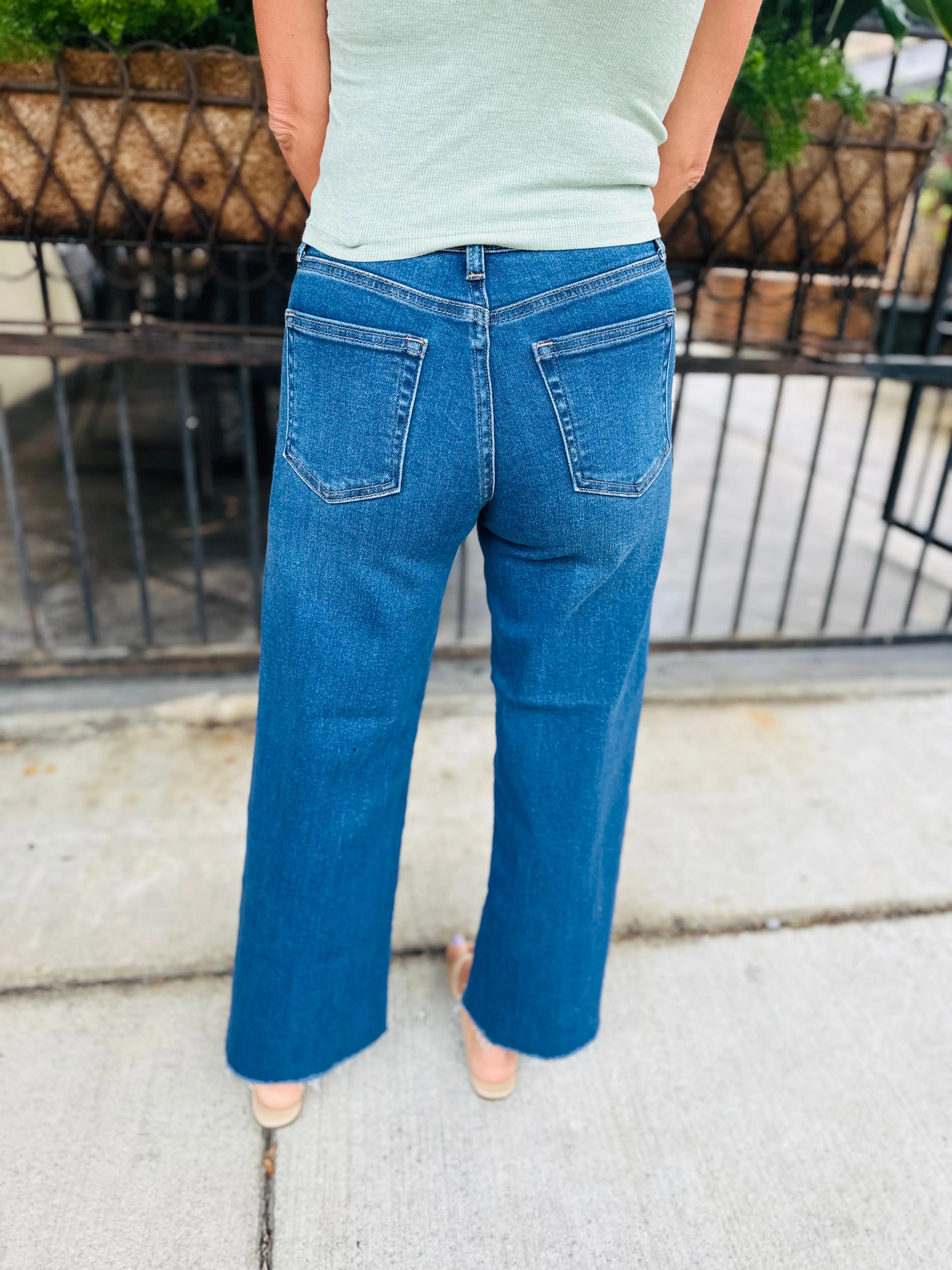 Blakely Slim Wide Leg Denim- Dark Denim