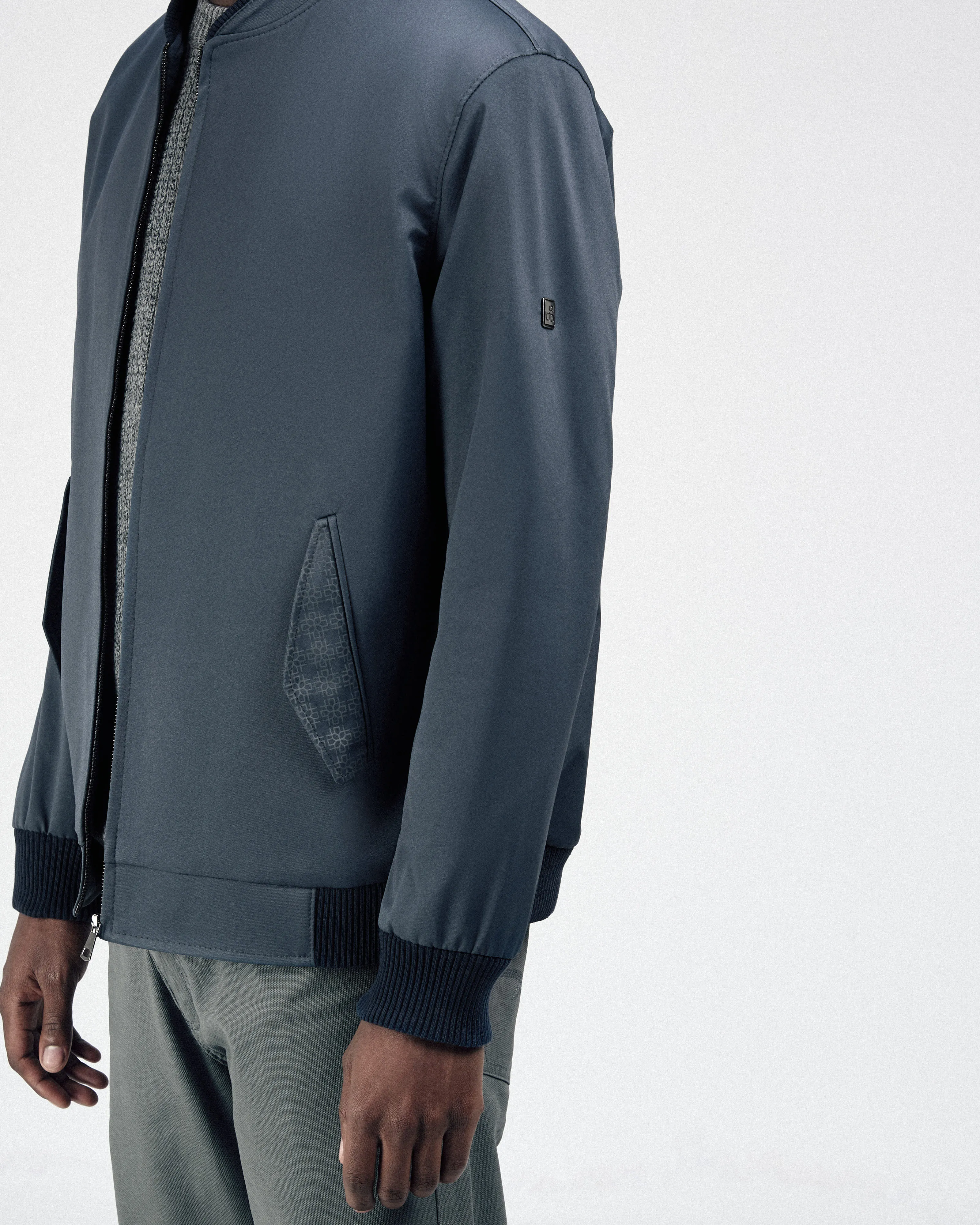 Bomber Outer Space Blue Gabardine Jacket