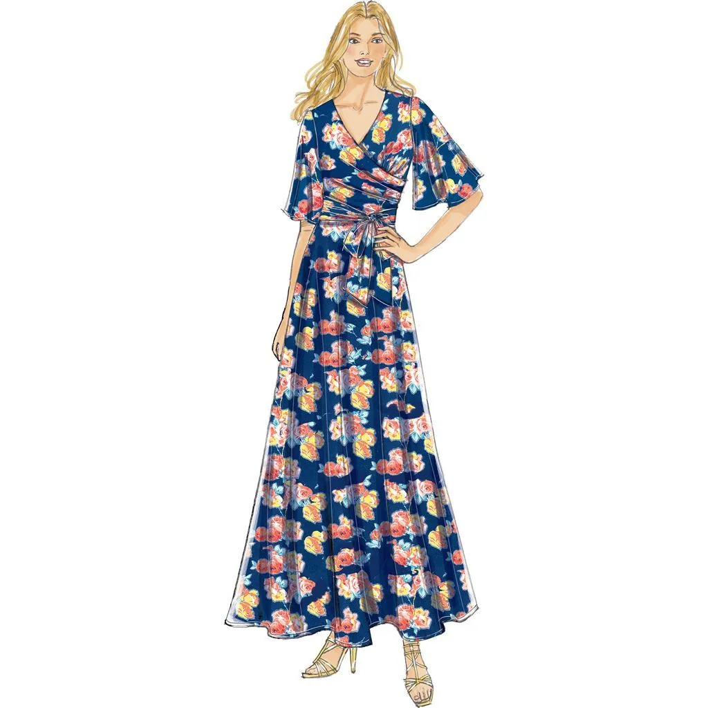 Butterick Pattern B6446 Misses' Pleated Wrap Dresses with Sash