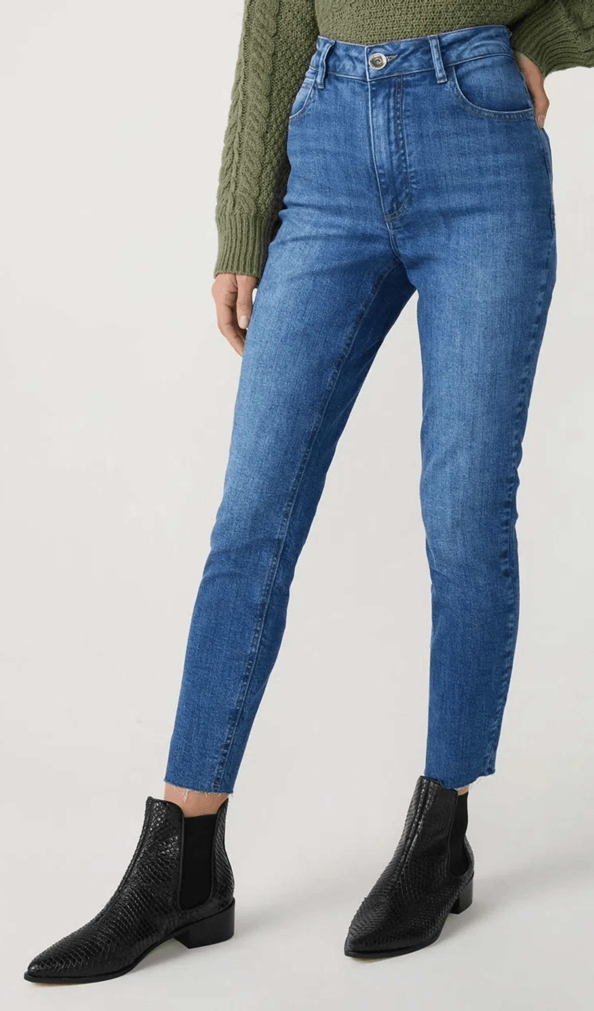 Calça Jeans Skinny Cintura Alta Shoulder