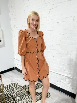 Caramel Scallop Dress