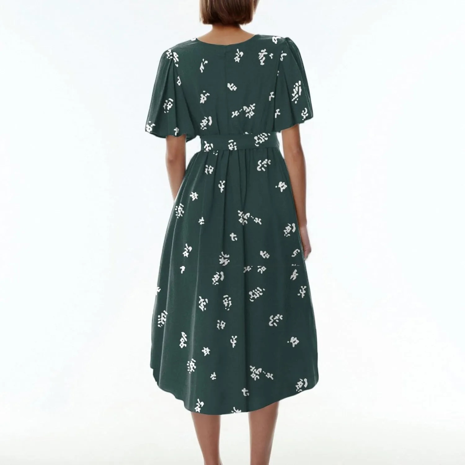 Chiffon Dresses for Women Cocktail 2025 Summer V Neck Wrap Dresses Wedding Guest Womens Midi Flowy Floral Dress