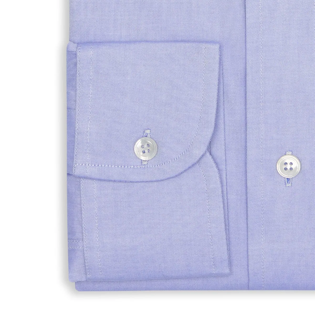 Classic Fit Plain Pinpoint Oxford Button Cuff Shirt in Blue