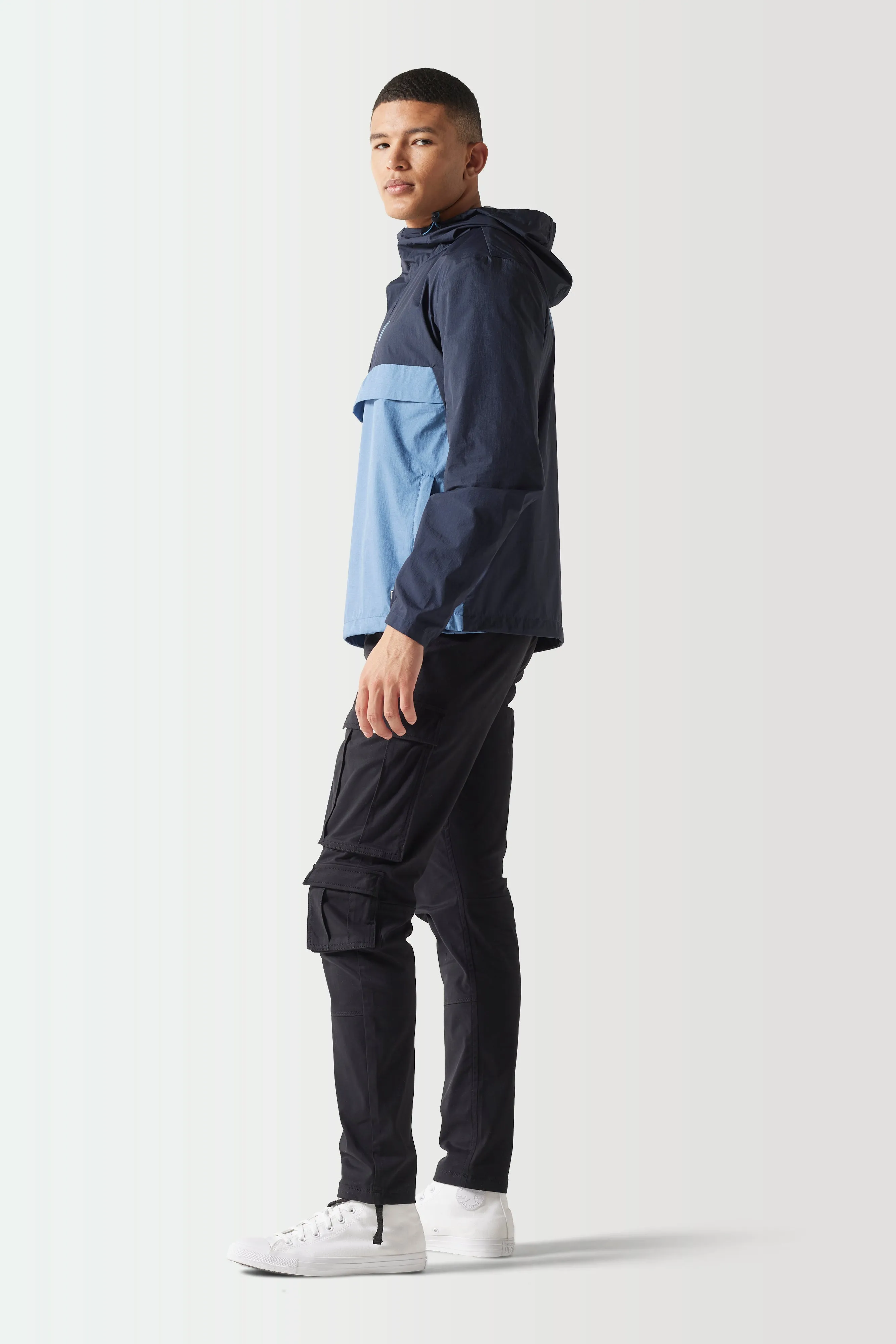 Colour Block Overhead Jacket - Navy / Elemental Blue