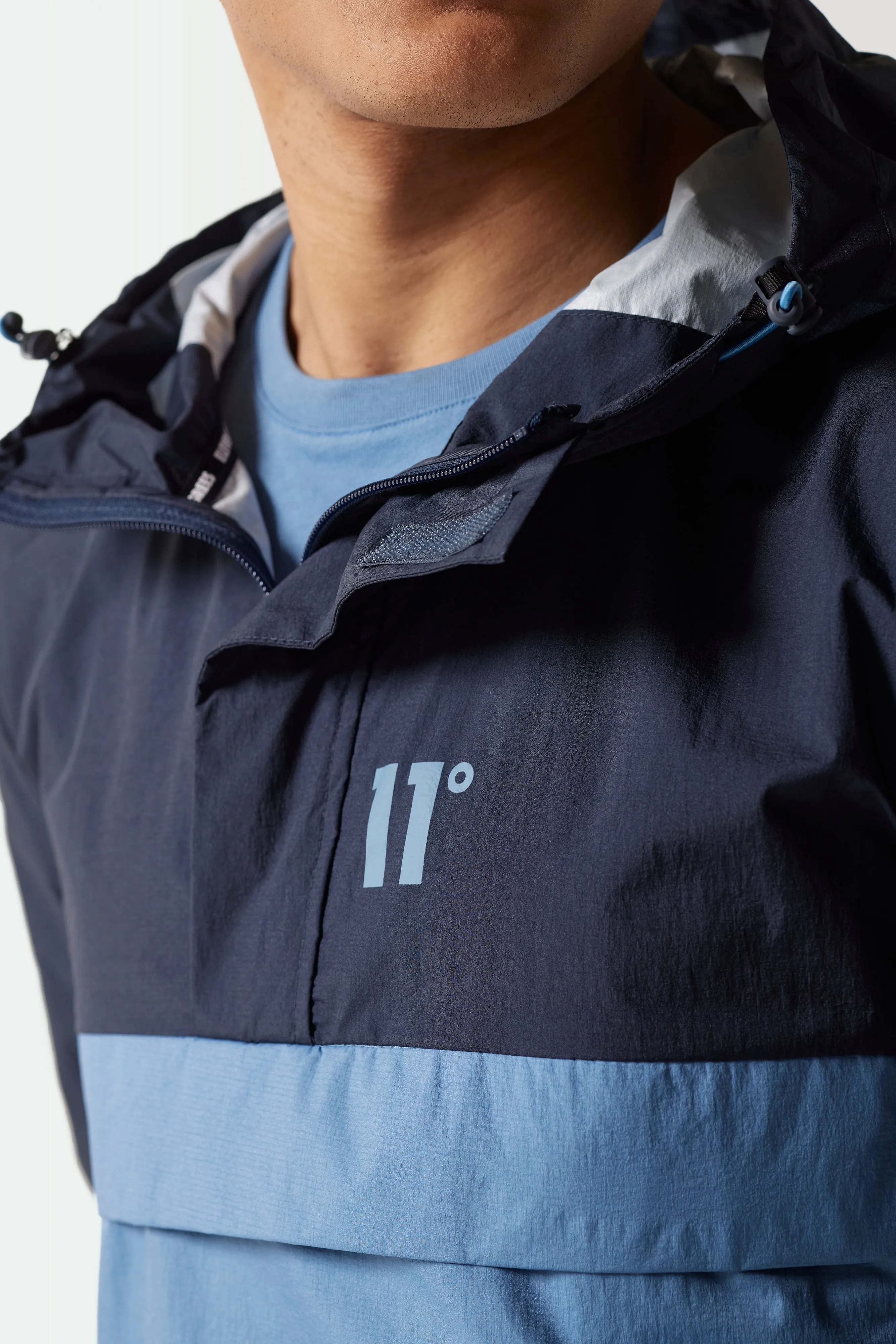 Colour Block Overhead Jacket - Navy / Elemental Blue