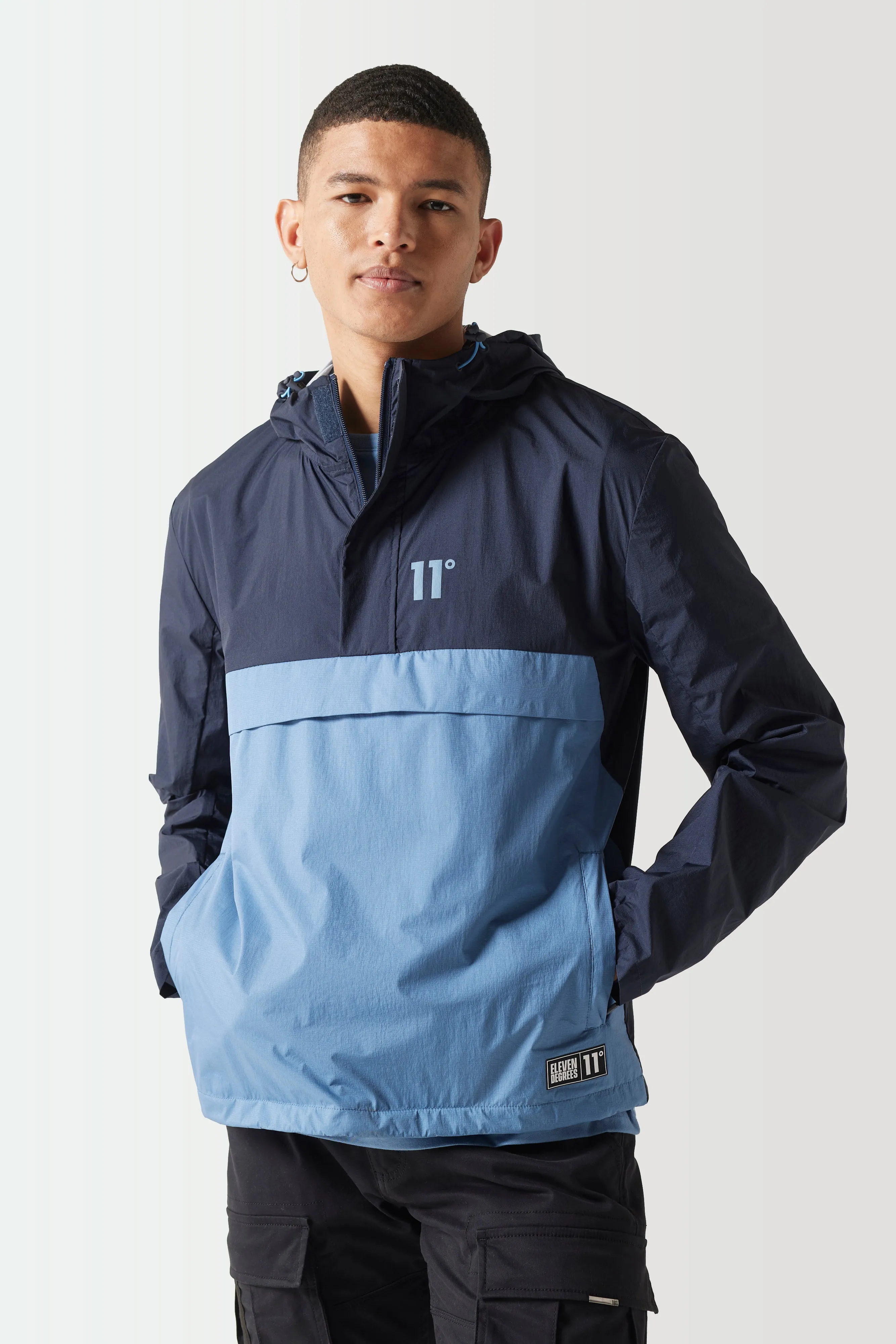 Colour Block Overhead Jacket - Navy / Elemental Blue