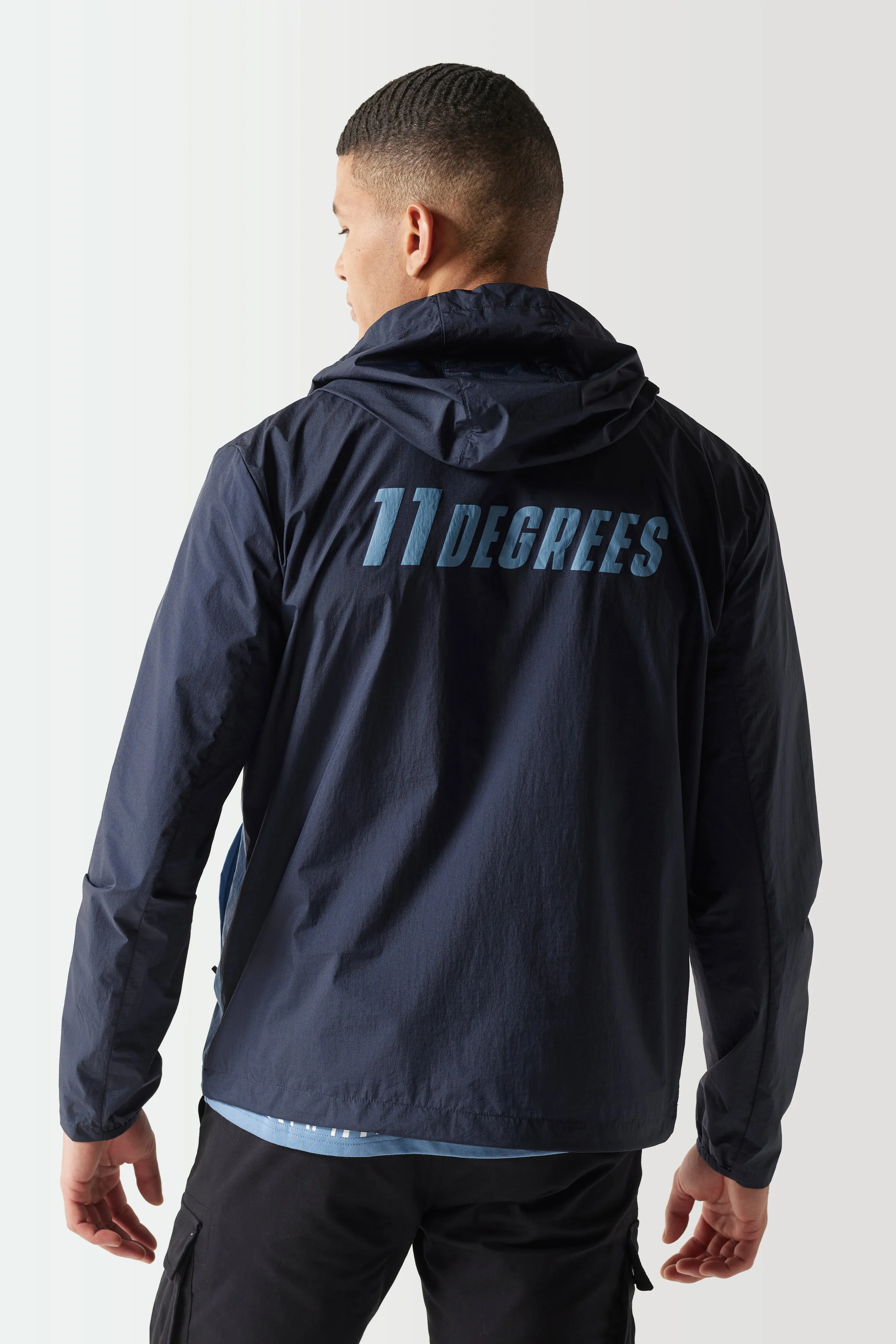 Colour Block Overhead Jacket - Navy / Elemental Blue