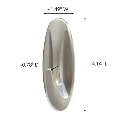 Command Decorative Hooks, Traditional, Large, Plastic, Silver, 5 lb Capacity, 1 Hook and 2 Strips/Pack