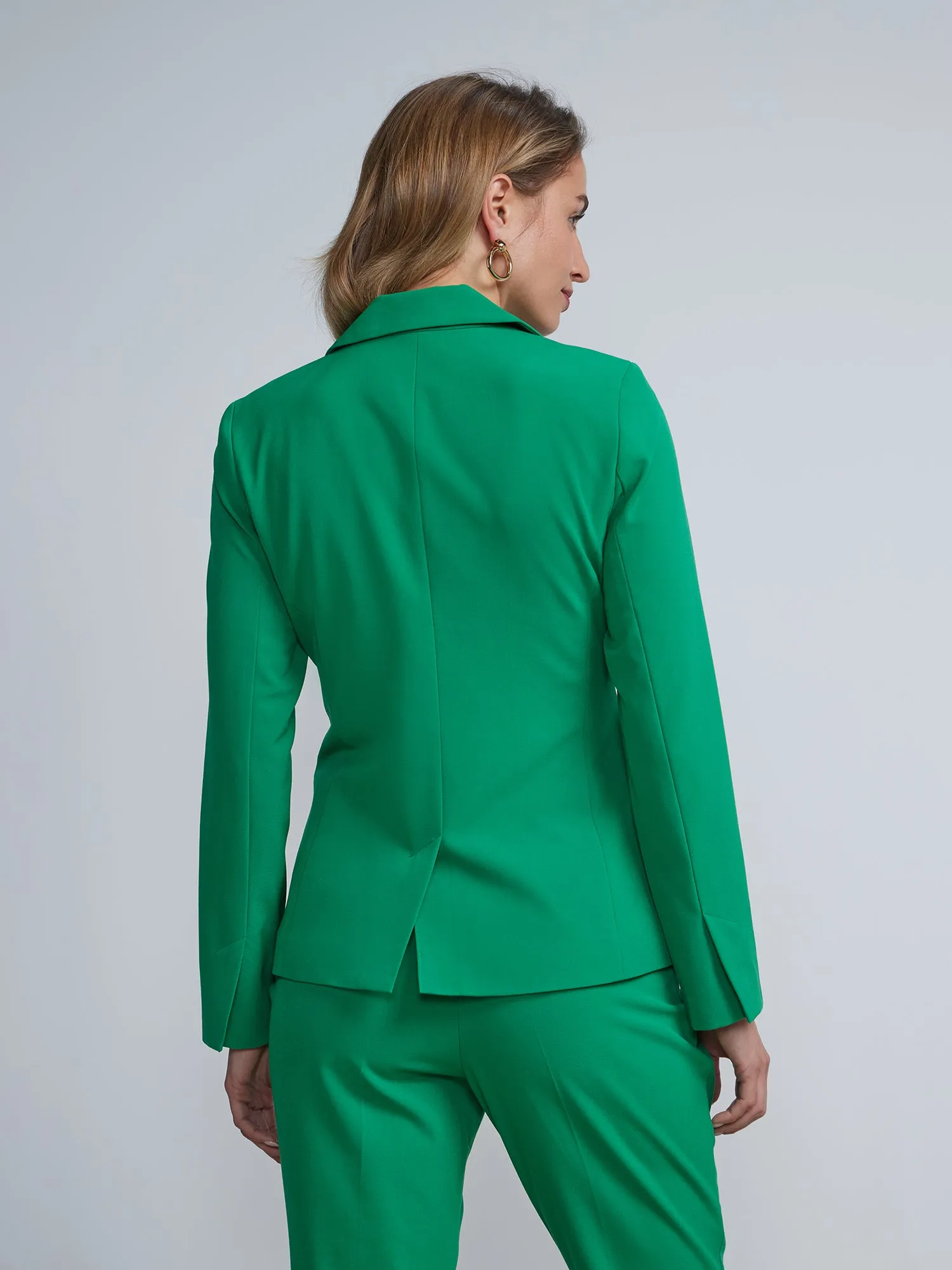 Double-Breasted Button-Detail Blazer - Essential Stretch