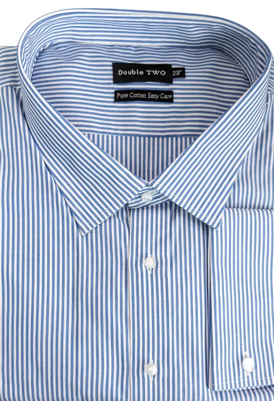 Double Two Men's Big Size Classic Fit Stripe Formal Shirt Size 18 - 23 inc