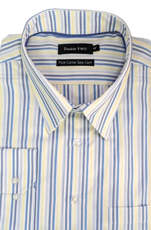 Double Two Men's Big Size Classic Fit Stripe Formal Shirt Size 18 - 23 inc
