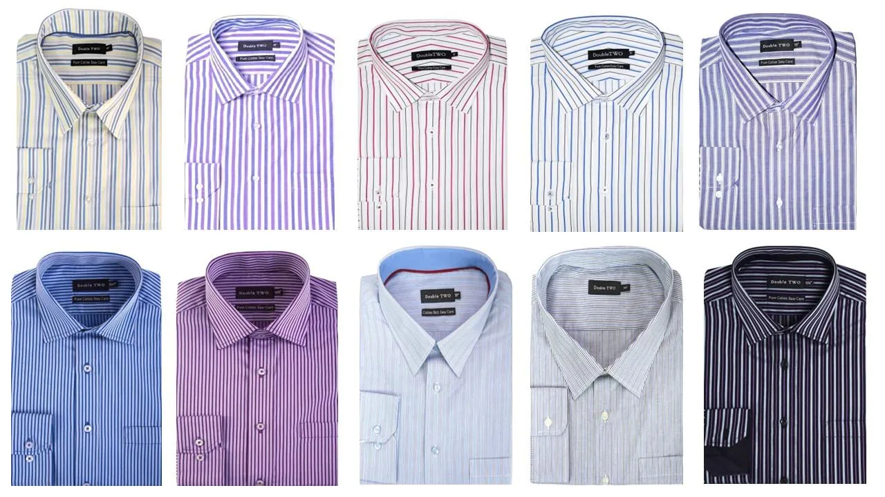 Double Two Men's Big Size Classic Fit Stripe Formal Shirt Size 18 - 23 inc