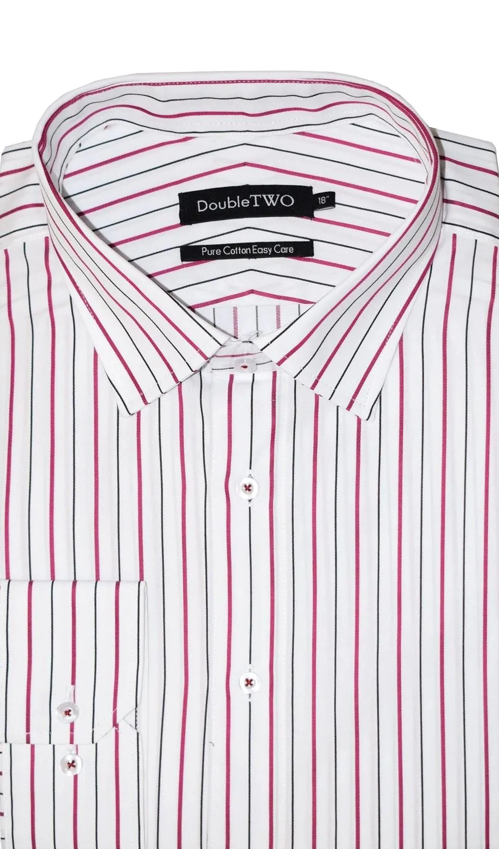 Double Two Men's Big Size Classic Fit Stripe Formal Shirt Size 18 - 23 inc