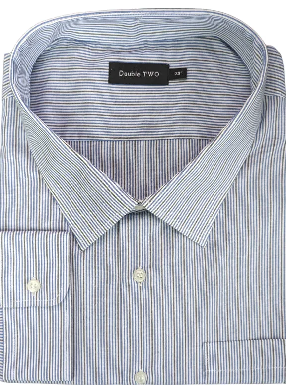 Double Two Men's Big Size Classic Fit Stripe Formal Shirt Size 18 - 23 inc