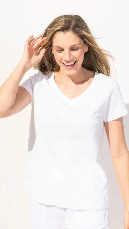 Escape Cotton Slub V-Neck Tee - Multiple Colors