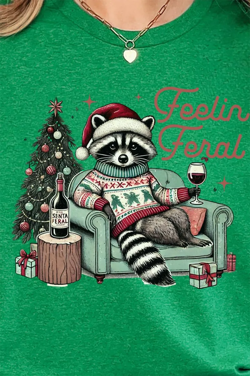 Feelin' Feral Christmas Short Sleeve Relaxed Fit T-Shirt