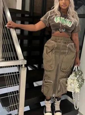 Go Easy Cargo High Waist Skirt
