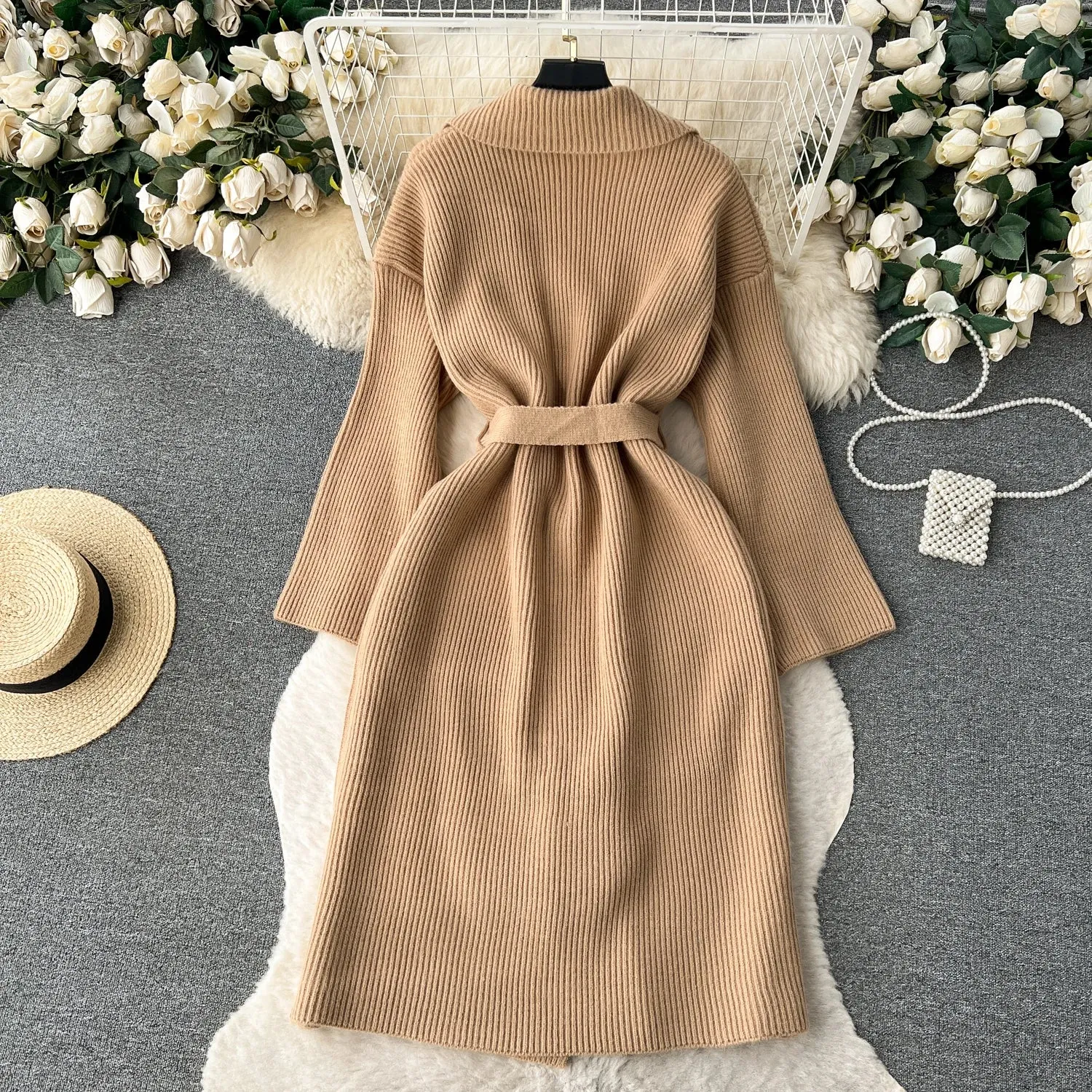 HARLOW | Long V-Neck Ribbed Cardigan
