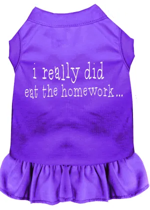I Really Did Eat The Homework Screen Print Dress Purple Xl
