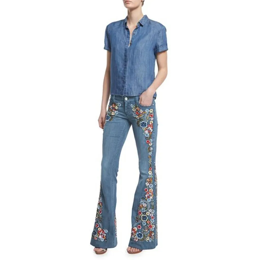 Isola - Embroidered Bell Bottoms