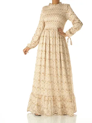 Jasmine petals Print Mock Neck Maxi dress
