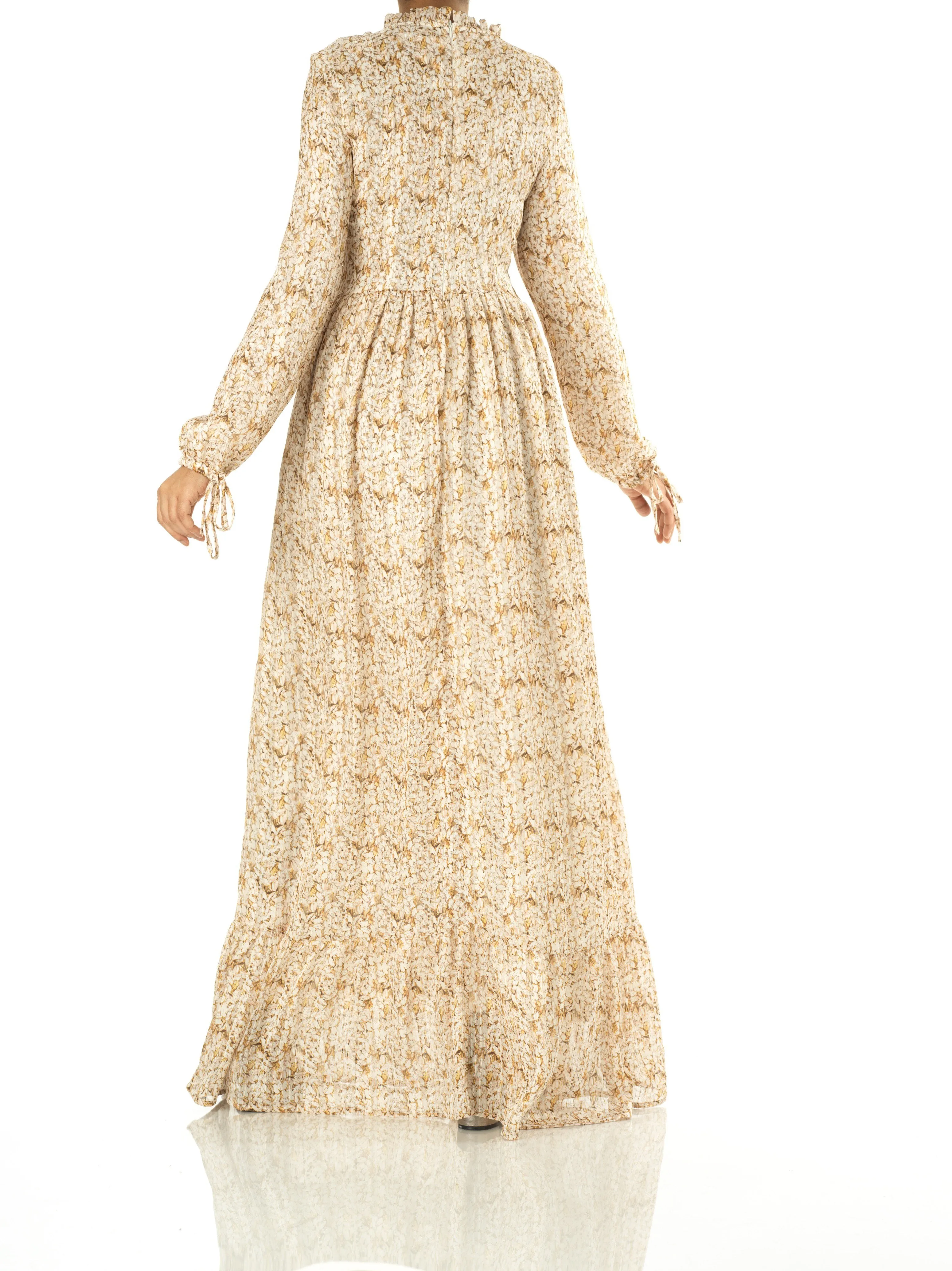 Jasmine petals Print Mock Neck Maxi dress