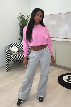 Jazlyn Wide Leg Sweat Pants (Heather Grey)