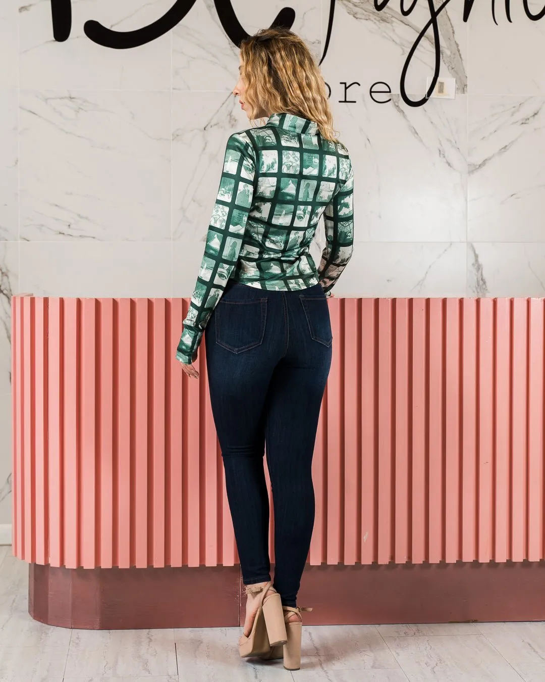 Jeans skinny stretch de tiro alto
