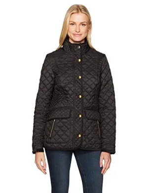 Joules Women's Newdale Quilted Coat, Black, 10