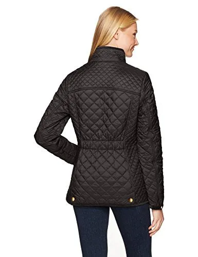 Joules Women's Newdale Quilted Coat, Black, 10