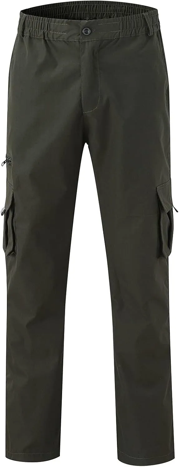 Mens Cargo Pants Relaxed Fit Cotton Hiking Sweatpants Casual Athletic Joggers Outdoor Trousers with Pockets
