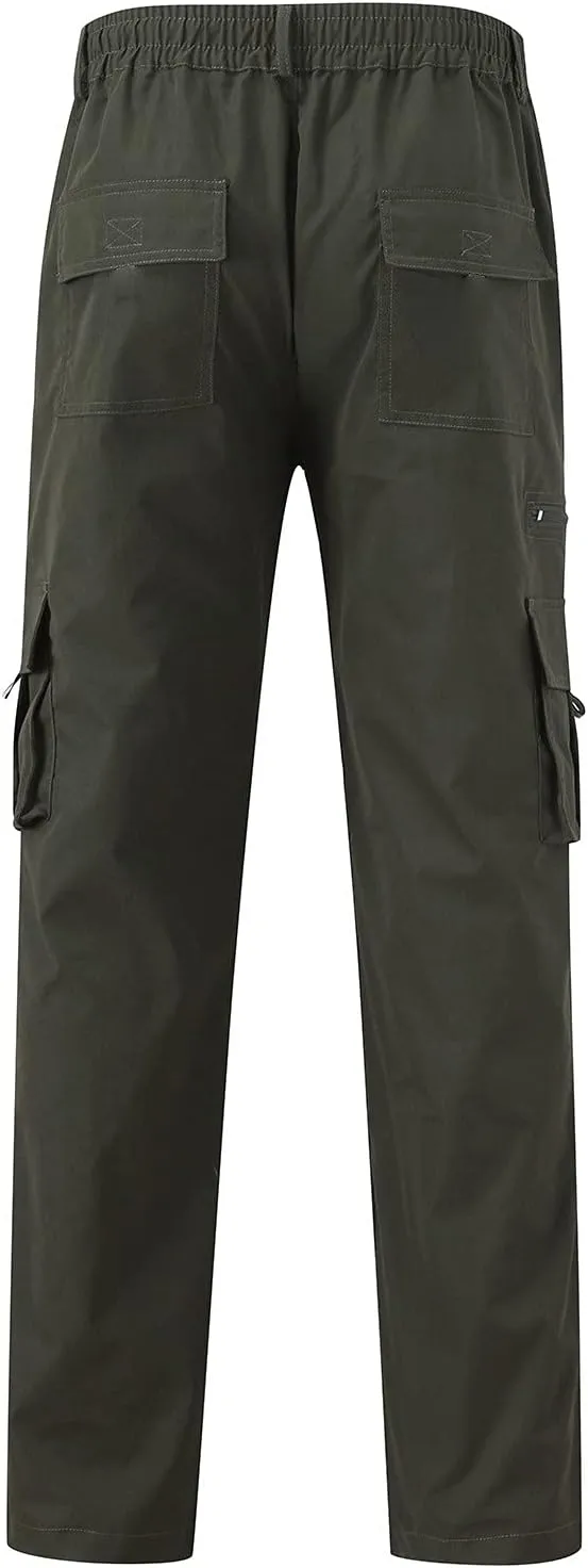 Mens Cargo Pants Relaxed Fit Cotton Hiking Sweatpants Casual Athletic Joggers Outdoor Trousers with Pockets