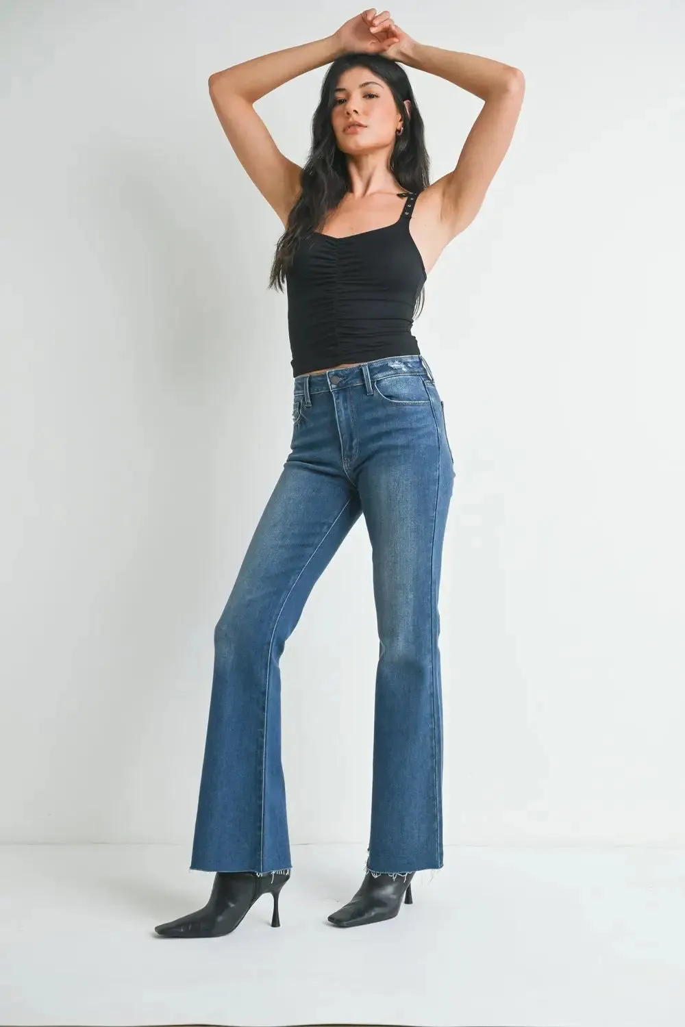 MID RISE FLARE DENIM JEANS