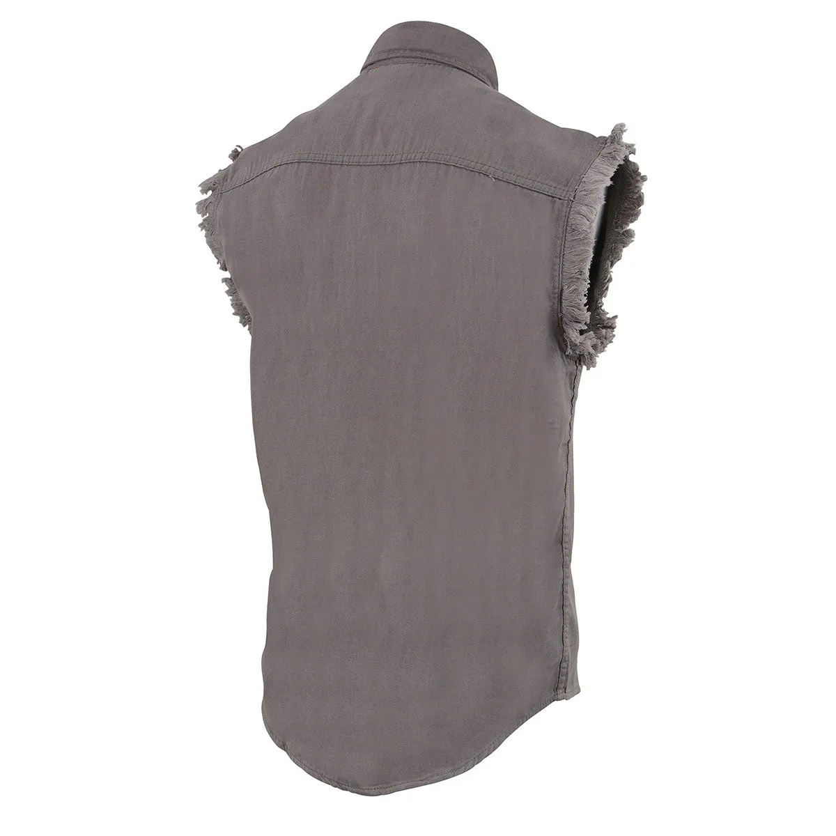 Milwaukee Leather DM4004 Men's Grey Lightweight Denim Shirt with