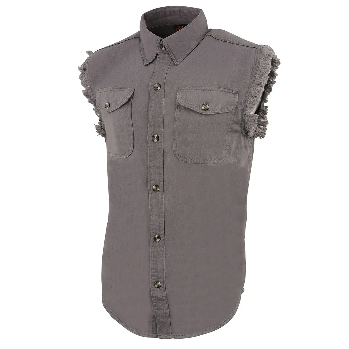 Milwaukee Leather DM4004 Men's Grey Lightweight Denim Shirt with