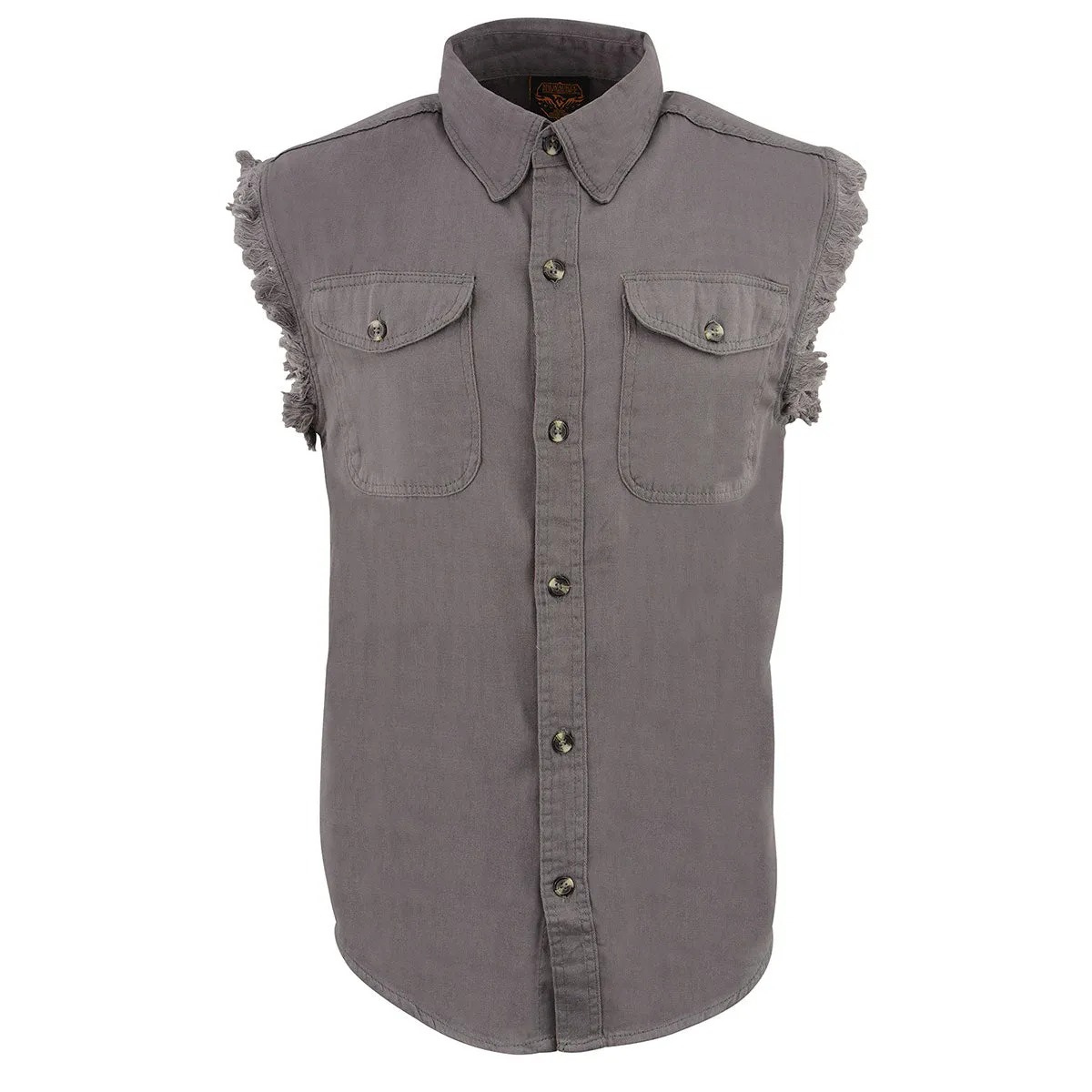 Milwaukee Leather DM4004 Men's Grey Lightweight Denim Shirt with