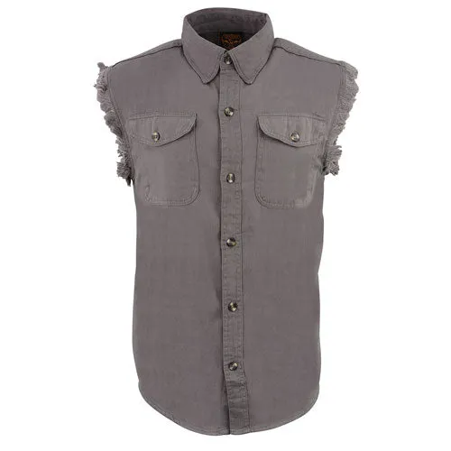Milwaukee Leather DM4004 Men's Grey Lightweight Denim Shirt with