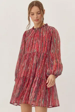 Multicolor Chiffon Tiered Dress-Plus