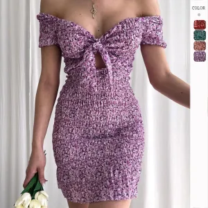 One-Shoulder Knot Printed Sexy Summer Dress