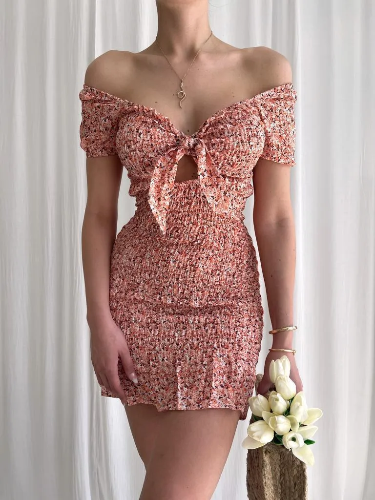 One-Shoulder Knot Printed Sexy Summer Dress