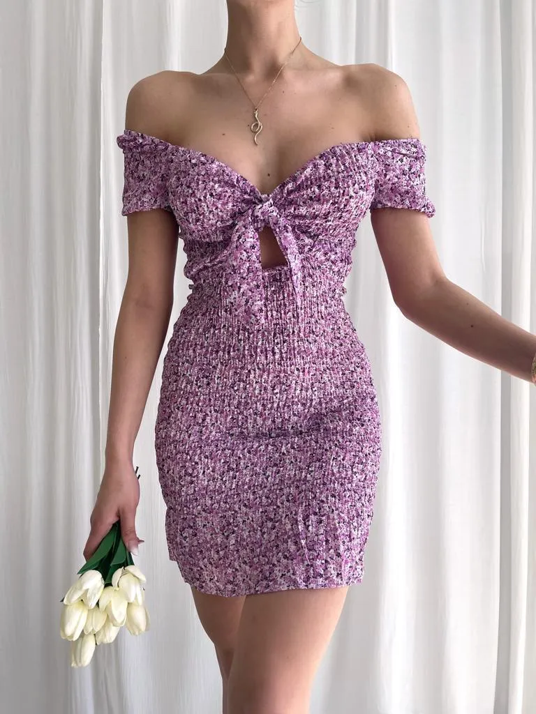 One-Shoulder Knot Printed Sexy Summer Dress