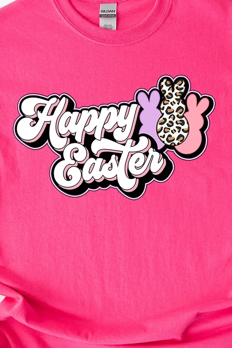 Outline Groovy Happy Easter Short Sleeve Relaxed Fit T-Shirt